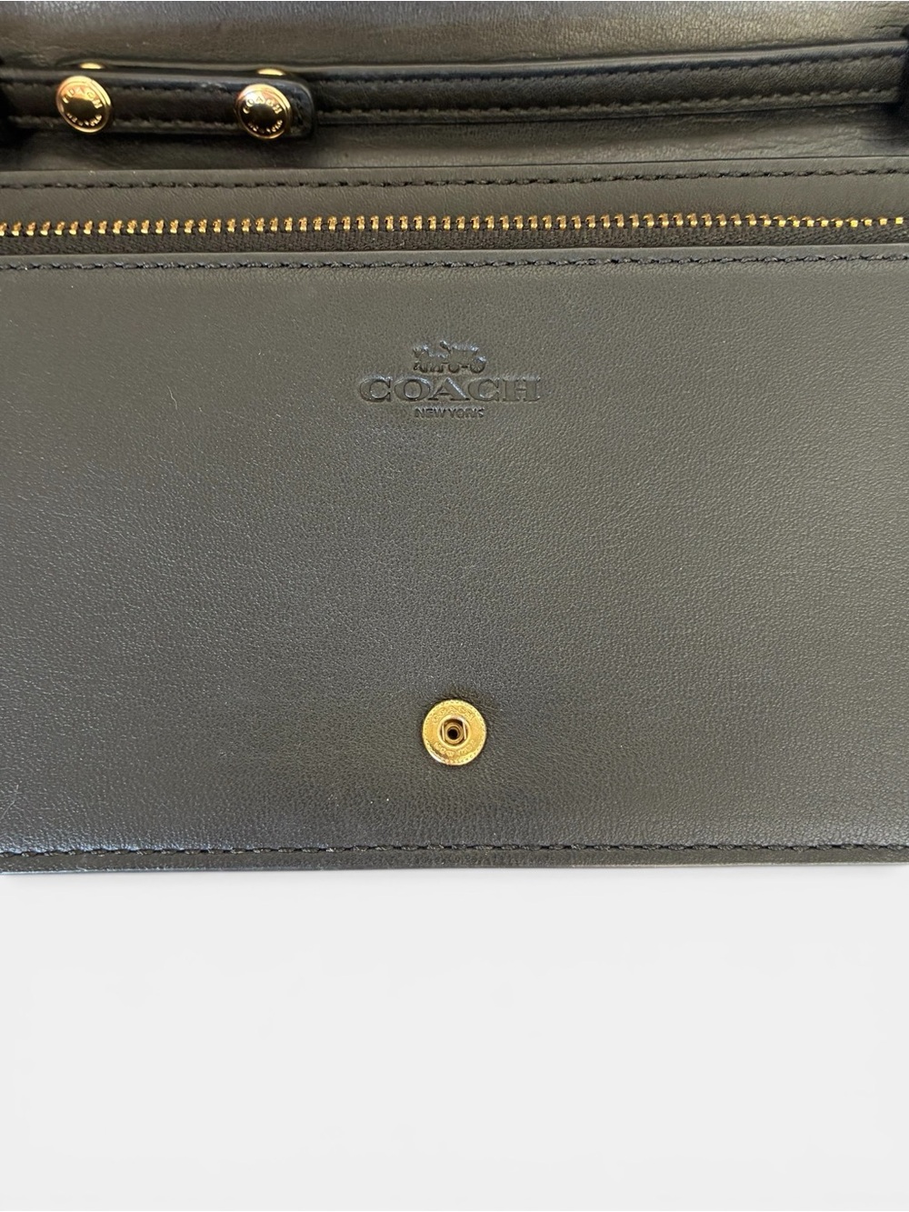 Coach Black Embossed Signature Leather Crossbody with Gold Hardware - Picture 8 of 9